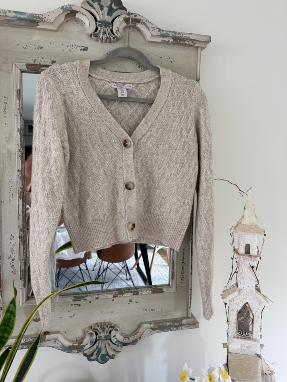 Sincerely Jules S Cream Cable Knit V-Neck Button Cardigan